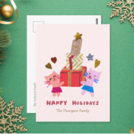 Glad helg Cute Cats med mjuk Rosa Vykort