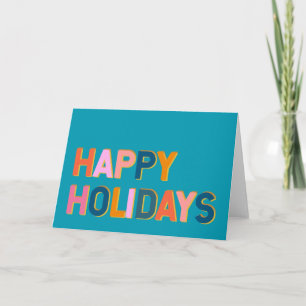 Glad helg Cute Colorful Blue Typography Kort