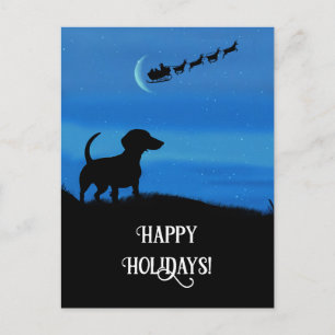 Glad helg Cute Dachshund Santa Vykort