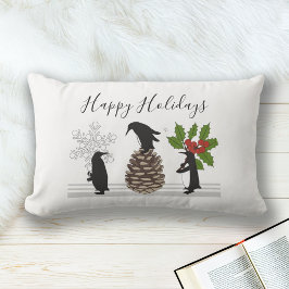 Glad helg Cute Funny jul Penguin Lumbarkudde
