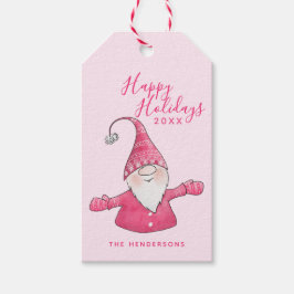 Glad helg Cute Gnome Rosa jul Presentetikett