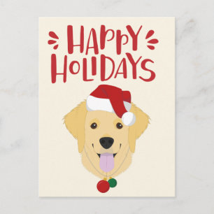 glad helg - Cute Golden Retriever - Jul Vykort