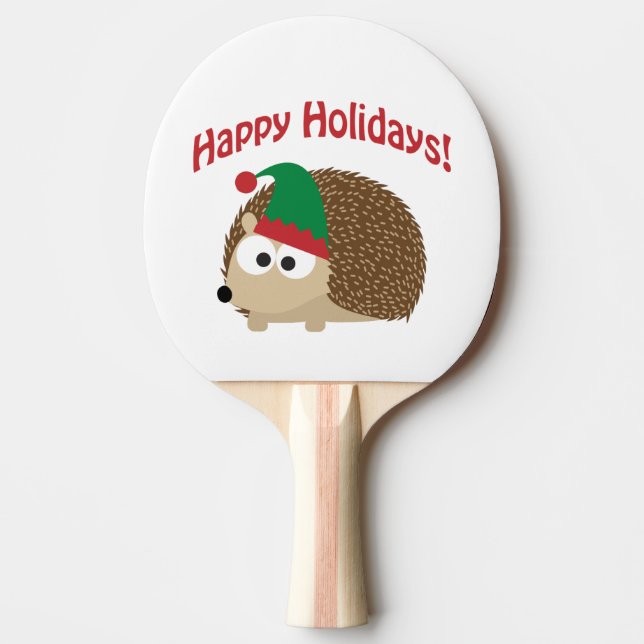 Glad helg Cute Hedgehog jul Elf Pingisracket (Framsidan)