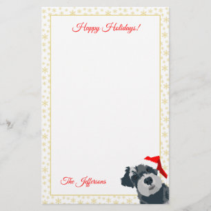 Glad helg Cute Mini Schnauzer Hund Santa Hat Brevpapper