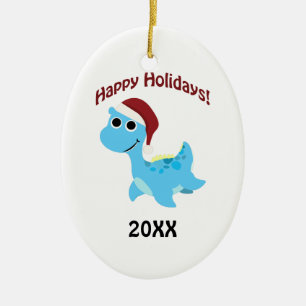 glad helg! Cute Nessie Julgransprydnad Keramik