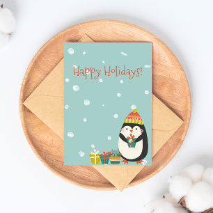 Glad helg! Cute Penguin Jul Vykort