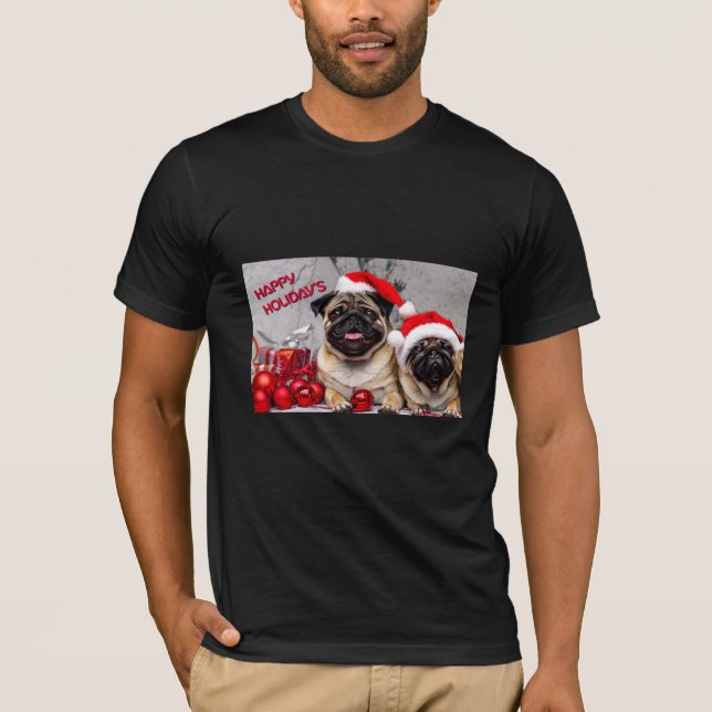 Glad helg Cute Pet Hund Pug Roligt T Shirt (Framsida)