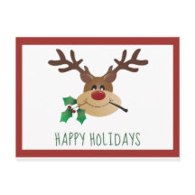 Glad helg Cute Reindeer Mistletoe Red Grönt