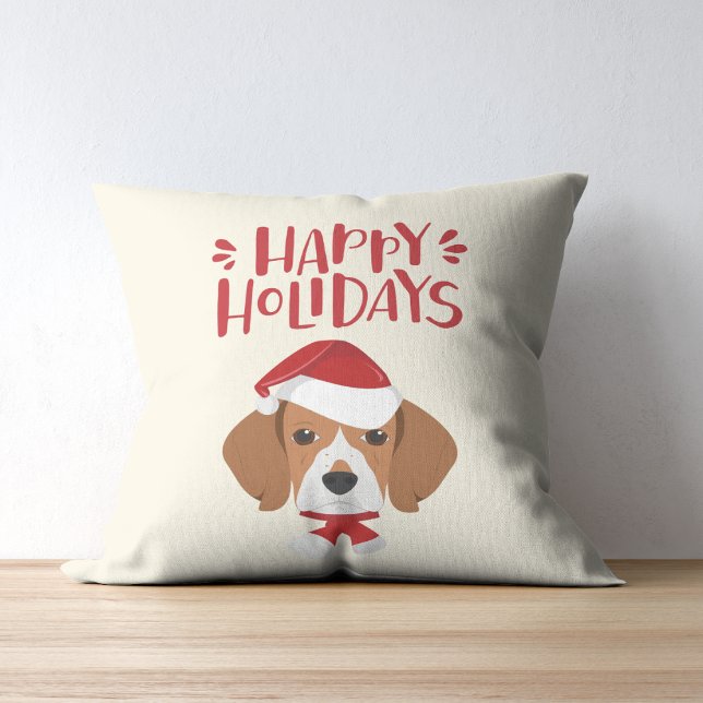 Glad helg - Cute Santa Beagle - jul Kudde (Skapare uppladdad)