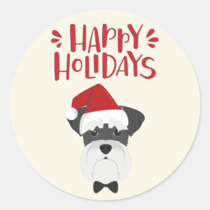 Glad helg - Cute Schnauzer-jul Runt Klistermärke