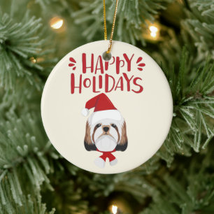Glad helg - Cute Shih Tzu-jul Julgransprydnad Keramik