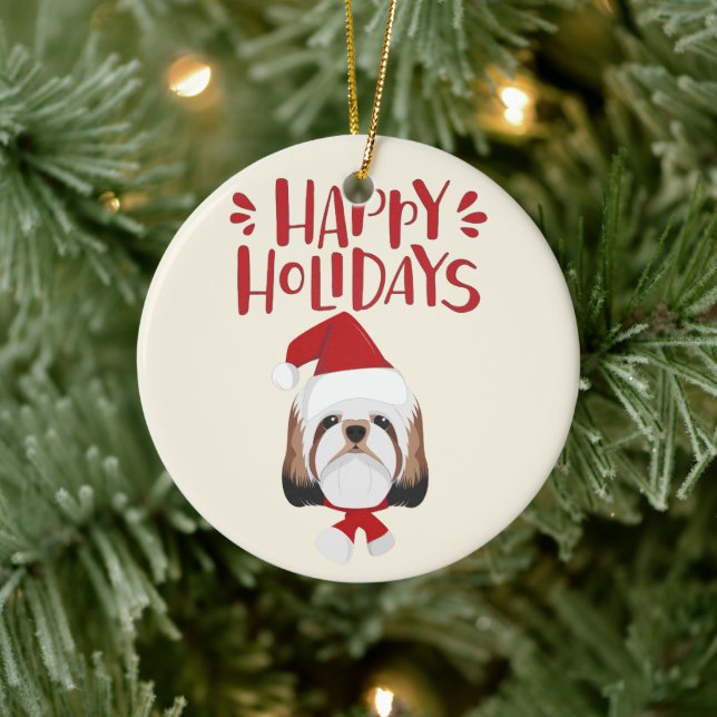 Glad helg - Cute Shih Tzu-jul Julgransprydnad Keramik (Träd)