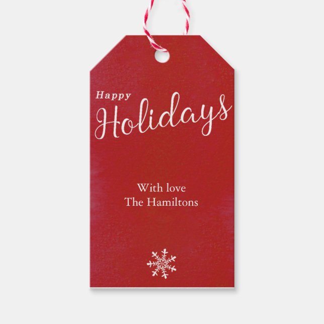 Glad helg Cute Snowflake-Juletiketter Presentetikett (Framsidan)