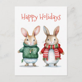 Glad helg - Cute Winter Bunnies - Jul Vykort
