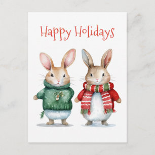 Glad helg - Cute Winter Bunnies - Jul Vykort