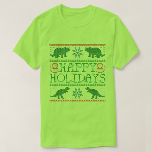 Glad helg Dinosaur Ugly Julafton Sweater T-Shirt (Design framsida)