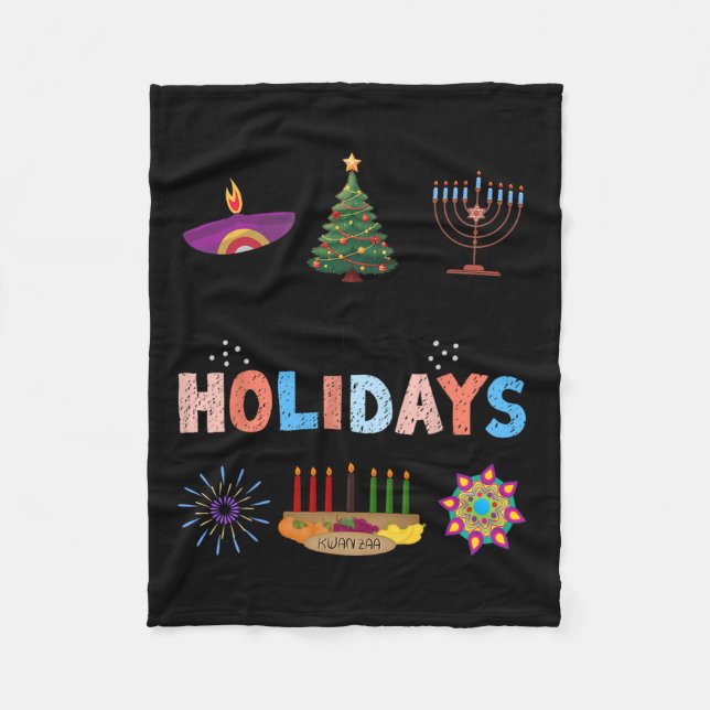 Glad helg Diwali Kwanzaa Hanukkah jul Fleecefilt (Framsidan)