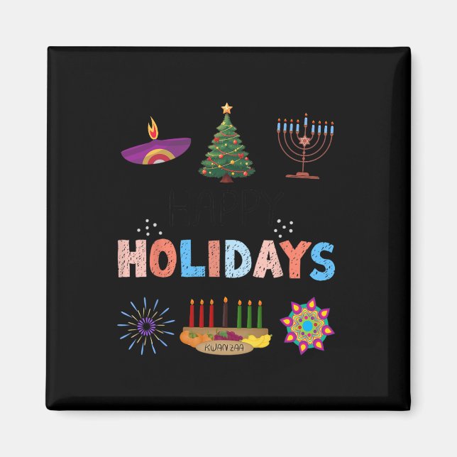 Glad helg Diwali Kwanzaa Hanukkah jul Magnet (Framsidan)