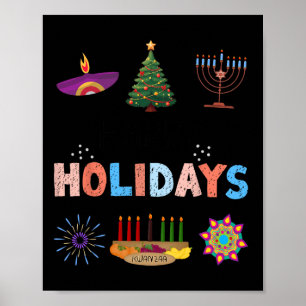 Glad helg Diwali Kwanzaa Hanukkah jul Poster