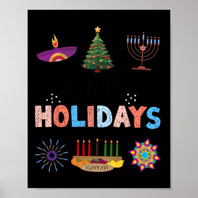 Glad helg Diwali Kwanzaa Hanukkah jul Poster (Framsidan)