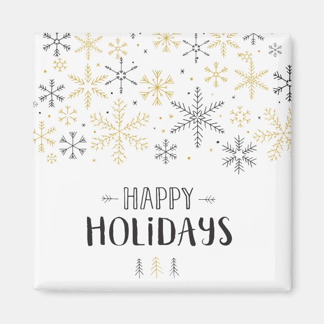 Glad helg Doodle Winter Season Snowflake Art Magnet (Framsidan)