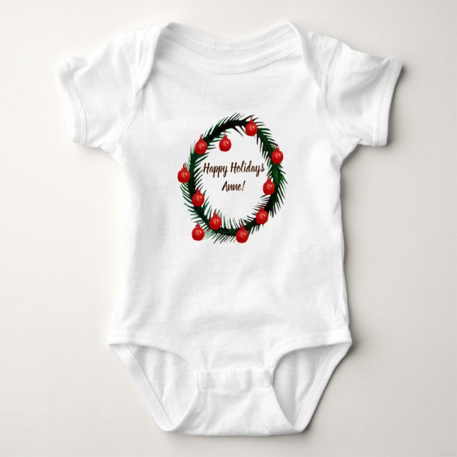 Glad helg eget namn Baby Bodykostym T Shirt (Framsida)