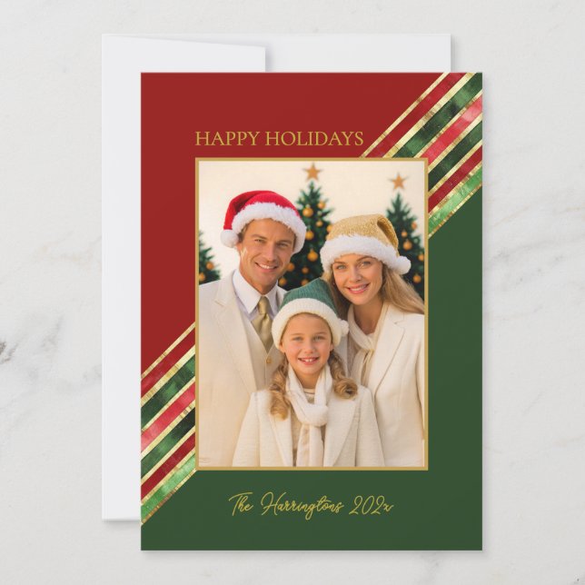 Glad helg Elegant Färgglad fotojul Julkort (Framsida)