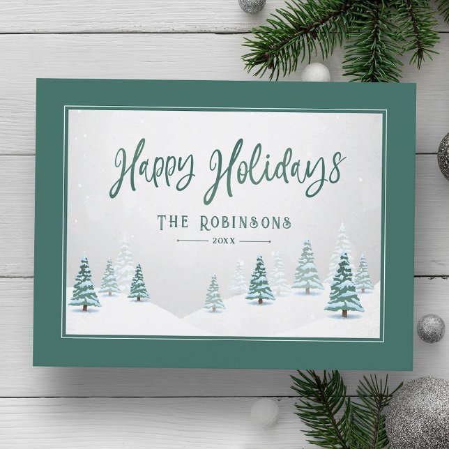 Glad helg Elegant Land Winter Spruce Träd Vykort (Skapare uppladdad)