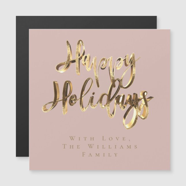 Glad helg Elegant Rosa ros Guld jul (Fram/baksida)