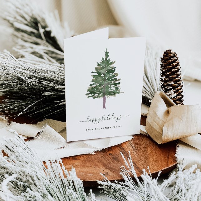 Glad helg| Enkel Gräs Helgkort (A simple and elegant Christmas card featuring a green pine tree)