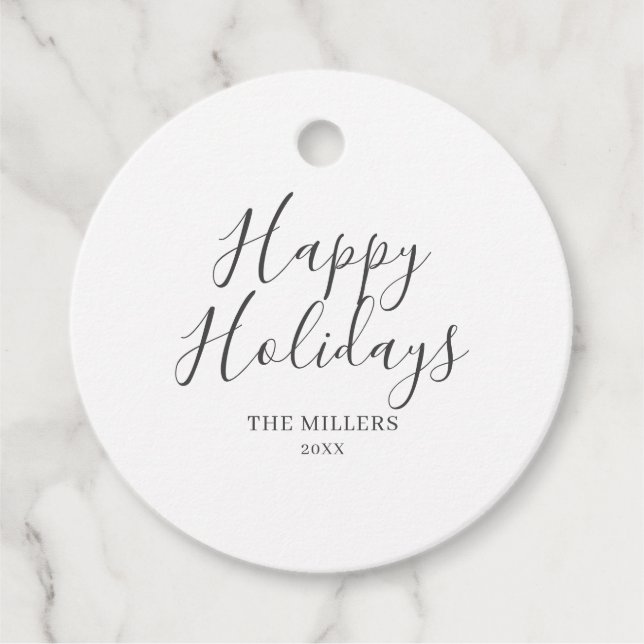 Glad helg enkel minimalist gåvor etiketter (Framsida)