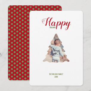 Glad helg-familjens fotokort för Julgran