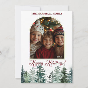 Glad helg-familjens fotokort för Julgran Julkort