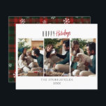 Glad helg Family 3-fotokort för jul<br><div class="desc">Lägg enkelt till dina favoritfoton för att skapa ett julhälsningskort för personligen och lägg till ditt anpassningsbar-meddelande och namnteckning på baksidan genom att klicka på knappen "Anpassa".</div>