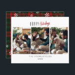 Glad helg Family 3-fotokort för jul<br><div class="desc">Lägg enkelt till dina favoritfoton för att skapa ett julhälsningskort för personligen och lägg till ditt anpassningsbar-meddelande och namnteckning på baksidan genom att klicka på knappen "Anpassa".</div>