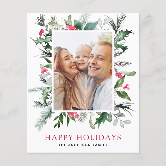 Glad helg Family Greenery Photo Card Flygblad (Framsidan)