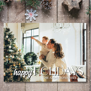 Glad helg Family Photo Classic Light Grått Hol Julkort