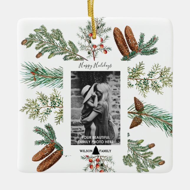 Glad helg Family Photo Gräs jul Julgransprydnad Keramik (Framsida)