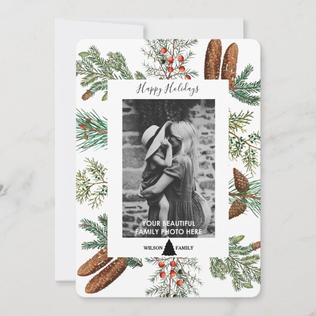 Glad helg Family Photo Gräs-julkort (Framsida)