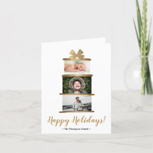 glad helg Family Photo Guld Bow Gift-stacken