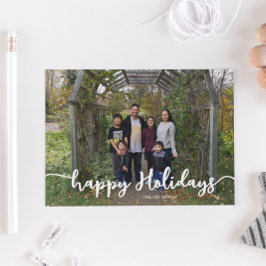 Glad helg Family Photo Lettering Modern Chic Julkort