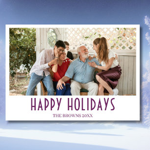 Glad helg Family Photo Simple Mulberry Vin Julkort