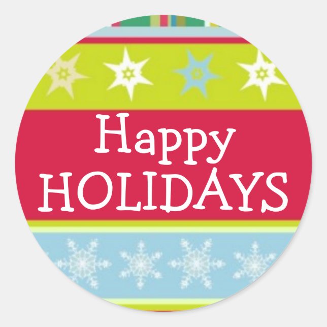 Glad helg färgat julklistermärke runt klistermärke (Framsida)