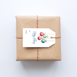 Glad helg färgstarka vattenfärgsdekorationer presentetikett