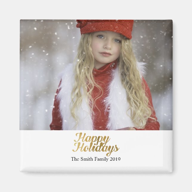 Glad helg Faux Guld-skript jul Magnet (Framsidan)