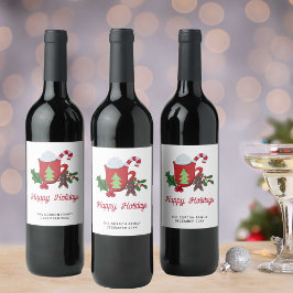 Glad helg Festive Cute Script Vinflaska Etikett