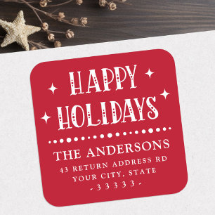 Glad helg festive font dot gräns red fyrkantigt klistermärke