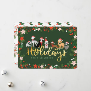 Glad helg Festive Pet Family Hundrasers Julkort