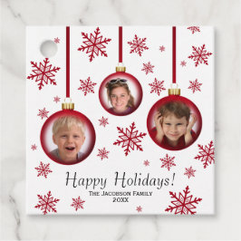 Glad helg Festive Red Baubles 3 Photo Gåvor Etiketter