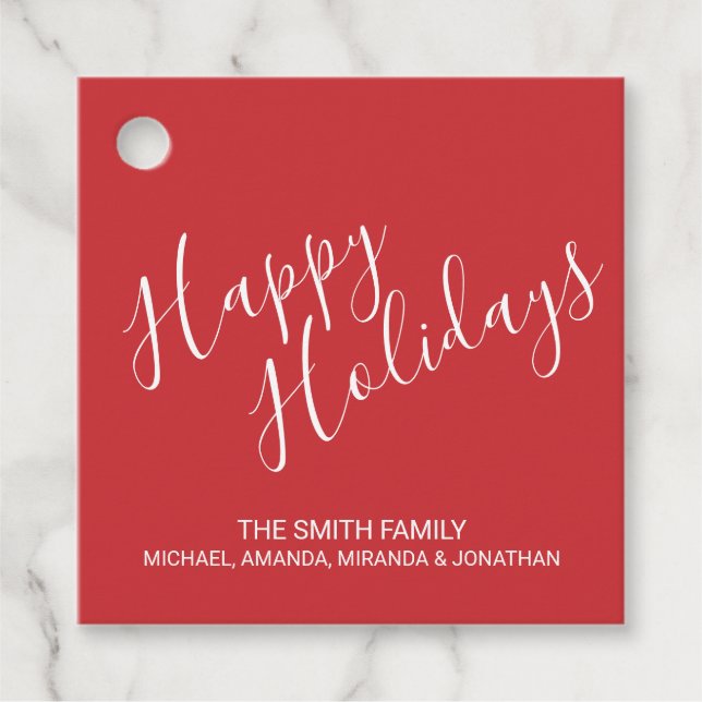 "Glad helg Festive Red Gåvor Etiketter (Framsida)